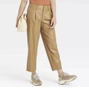 A new day target high rise faux leather dress pants size 8 dusty fig nwt